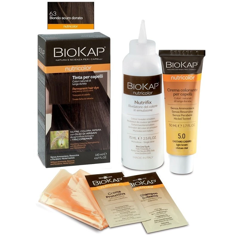 Bios Line Biokap Nutricolor 6,3 Biondo Oro Scuro Tinta Tubo + Flacone 1 Bios Line Biokap Nutricolor 6,3 Biondo Oro Scuro Tinta Tubo + Flacone