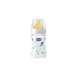 Chicco Biberon Well Being In Vetro Decorato Boy Da 150 Ml Normal Lattice