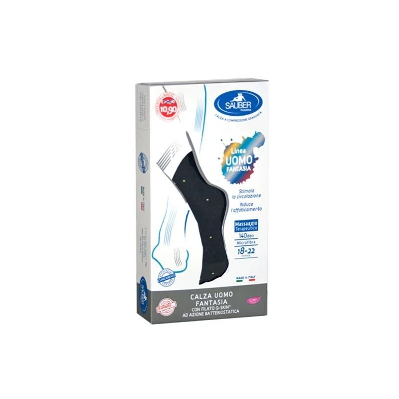 Desa Pharma Sauber Calza Uomo Fantasia Q-skin 140 Den Blu Pois Gialli Taglia G Promo 1 Desa Pharma Sauber Calza Uomo Fantasia Q-skin 140 Den Blu Pois Gialli Taglia G Promo