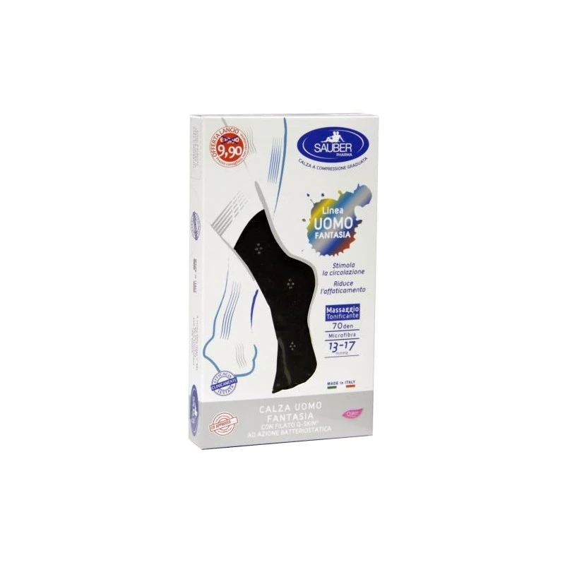 Desa Pharma Sauber Calza Uomo Fantasia Q-skin 70 Den Blu Doppio Pois Grigio Taglia M Promo 1 Desa Pharma Sauber Calza Uomo Fantasia Q-skin 70 Den Blu Doppio Pois Grigio Taglia M Promo