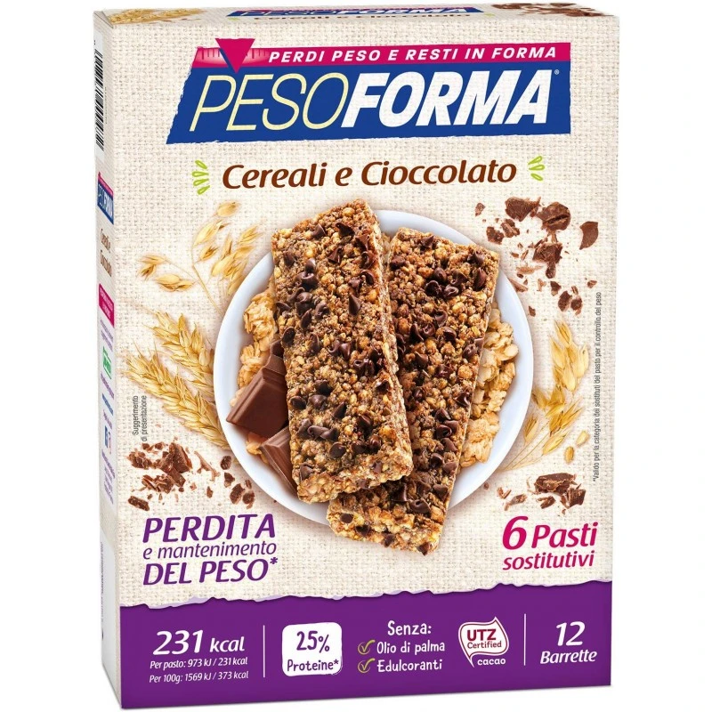 Nutrition & Sante' Italia Pesoforma Barretta Cereali/cioccolato 12 X 31 G 1 Nutrition & Sante' Italia Pesoforma Barretta Cereali/cioccolato 12 X 31 G