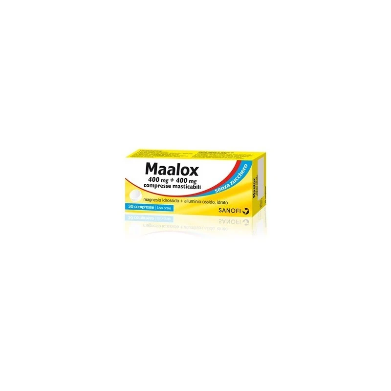 Sanofi Maalox 400 Mg + 400 Mg Compresse Masticabili Senza Zucchero 1 Sanofi Maalox 400 Mg + 400 Mg Compresse Masticabili Senza Zucchero